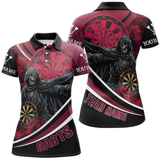 Grim Reaper Red Darts Jersey Women Polo & Quarter-Zip Shirts Custom Team League Darts Shirts TDM1727