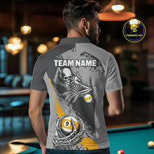 Load image into Gallery viewer, 9 Ball Skeleton Custom Billiard Polo &amp; 1/4 Zip Shirts For Men, Funny 9 Ball Pool Billiard Jerseys TDM2417