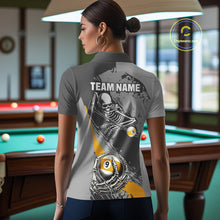 Load image into Gallery viewer, 9 Ball Skeleton Custom Billiard Polo &amp; 1/4 Zip Shirts For Women, Funny 9 Ball Pool Billiard Jerseys TDM2417