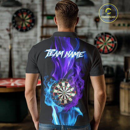 Purple And Blue Flaming Smoke Darts Shirt For Men Custom Darts Jersey Team Polo & Quarter Zip TDM5143