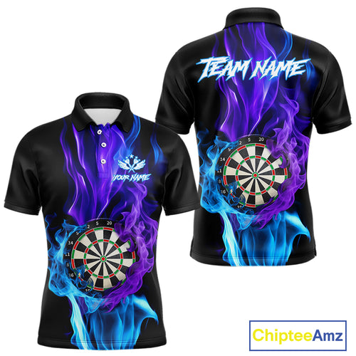 Purple And Blue Flaming Smoke Darts Shirt For Men Custom Darts Jersey Team Polo & Quarter Zip TDM5143