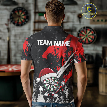 Grunge Black And Red Funny Santa Dartboard Custom Christmas Darts Shirt For Men, Darts Gifts TDM5147