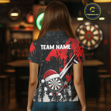 Load image into Gallery viewer, Grunge Black And Red Funny Santa Dartboard Custom Christmas Darts Shirt For Women, Darts Gifts TDM5147