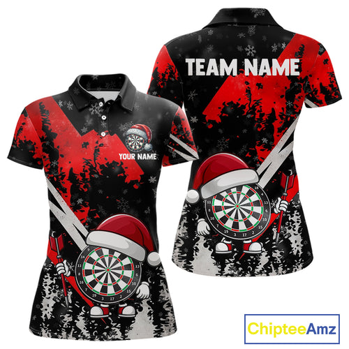 Grunge Black And Red Funny Santa Dartboard Custom Christmas Darts Shirt For Women, Darts Gifts TDM5147