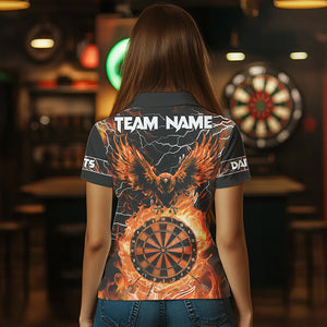 Orange Dart Board Fire Flame Custom Eagle Dart Shirts For Women, Thunder Lightning Dart Team Jerseys TDM3373