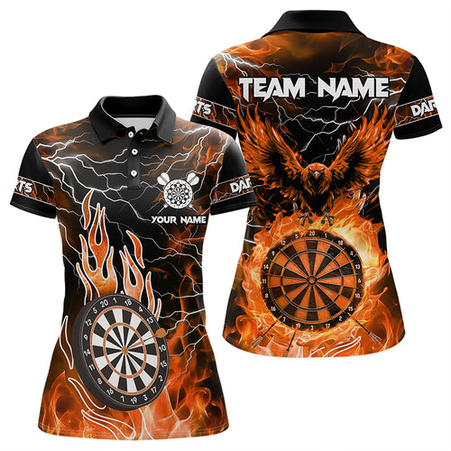 Orange Dart Board Fire Flame Custom Eagle Dart Shirts For Women, Thunder Lightning Dart Team Jerseys TDM3373