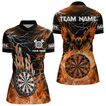 Load image into Gallery viewer, Orange Dart Board Fire Flame Custom Eagle Dart Shirts For Women, Thunder Lightning Dart Team Jerseys TDM3373