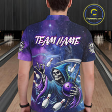 Load image into Gallery viewer, Funny Grim Reaper Blue Purple Galaxy Bowling Shirt For Men Custom Glowing Bowling Jersey Outfit TDM5862