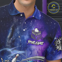 Load image into Gallery viewer, Funny Grim Reaper Blue Purple Galaxy Bowling Shirt For Men Custom Glowing Bowling Jersey Outfit TDM5862