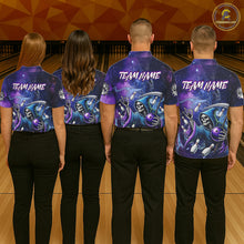 Load image into Gallery viewer, Funny Grim Reaper Blue Purple Galaxy Bowling Shirt For Men Custom Glowing Bowling Jersey Outfit TDM5862