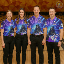 Load image into Gallery viewer, Funny Grim Reaper Blue Purple Neon Bowling Shirt For Women Custom Lighting Bowling Team Jersey TDM5863