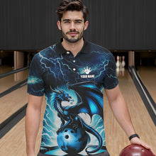 Load image into Gallery viewer, Blue Thunder Lightning Custom Dragon Bowling Shirts For Men, Bowling Team Jerseys Polo &amp; 1/4 Zip TDM3678