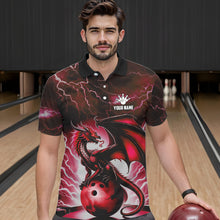 Load image into Gallery viewer, Red Thunder Lightning Custom Dragon Bowling Shirts For Men, Bowling Team Jerseys Polo &amp; 1/4 Zip TDM3679