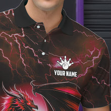 Load image into Gallery viewer, Red Thunder Lightning Custom Dragon Bowling Shirts For Men, Bowling Team Jerseys Polo &amp; 1/4 Zip TDM3679
