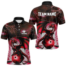 Load image into Gallery viewer, Red Thunder Lightning Custom Dragon Bowling Shirts For Men, Bowling Team Jerseys Polo &amp; 1/4 Zip TDM3679