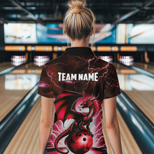 Load image into Gallery viewer, Red Thunder Lightning Custom Dragon Bowling Shirts For Women, Bowling Team Jerseys Polo &amp; 1/4 Zip TDM3679