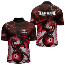 Load image into Gallery viewer, Red Thunder Lightning Custom Dragon Bowling Shirts For Men, Bowling Team Jerseys Polo &amp; 1/4 Zip TDM3679