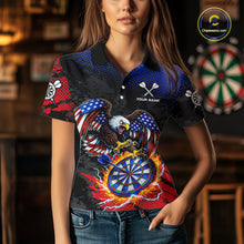 Load image into Gallery viewer, Patriotic American Flag Eagle Flame Darts Shirt For Women Custom Darts Jersey Team Polo &amp; 1/4 Zip TDM6012