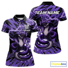 Load image into Gallery viewer, Custom Purple Dartboard Cobra Snake Lightning Darts Shirt For Women, Dart Team Jersey Polo &amp; 1/4 Zip TDM6016