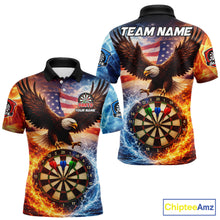 Load image into Gallery viewer, American Flag Eagle Water Fire Darts Shirt For Men Custom Darts Jersey Team Polo &amp; 1/4 Zip TDM6018