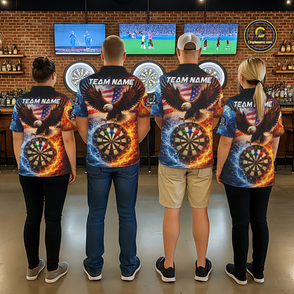 American Flag Eagle Water Fire Darts Shirt For Men Custom Darts Jersey Team Polo & 1/4 Zip TDM6018