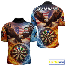 Load image into Gallery viewer, American Flag Eagle Water Fire Darts Shirt For Men Custom Darts Jersey Team Polo &amp; 1/4 Zip TDM6018