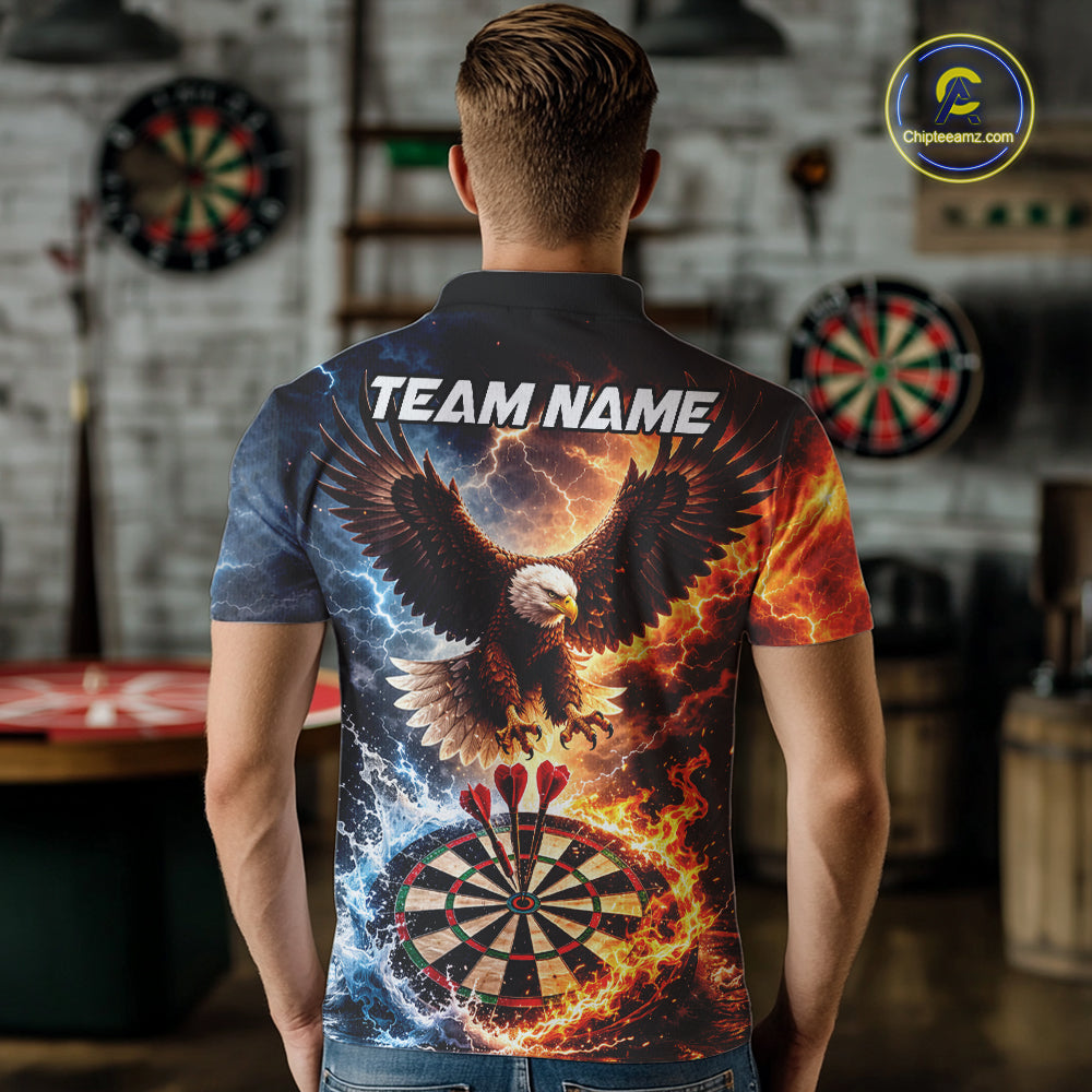Personalized Eagle Water Fire Darts Shirt For Men, Lightning Darts Jersey Team Polo & 1/4 Zip TDM6019