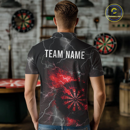 Custom Lightning Flame Red Dart Shirt For Men, Darts Jersey Pocket Option TDM6020