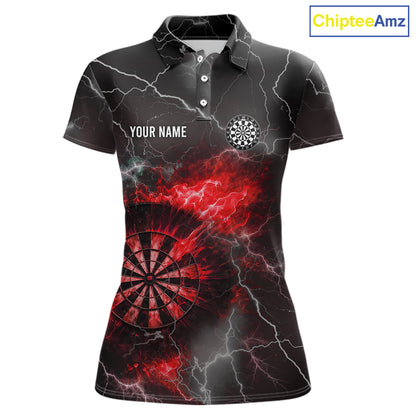 Custom Lightning Flame Red Dart Shirt For Women, Darts Jersey Pocket Option TDM6020