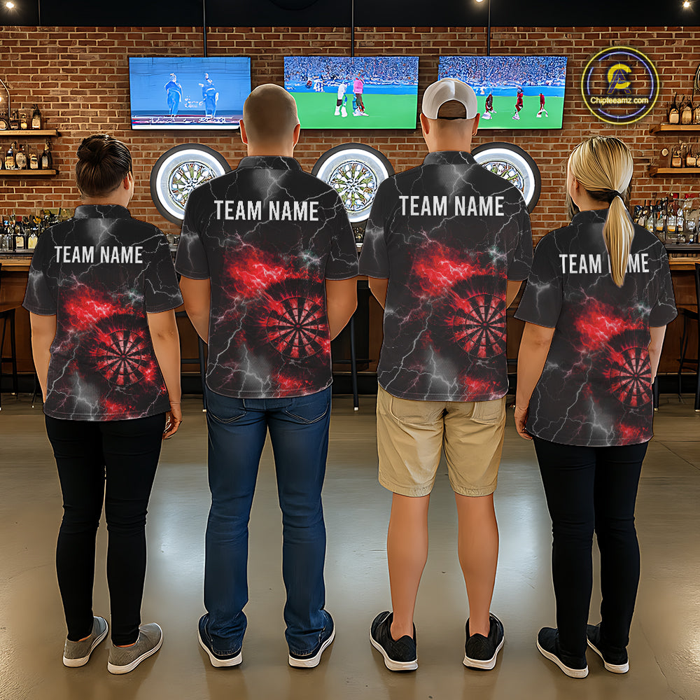 Custom Lightning Flame Red Dart Shirt For Men, Darts Jersey Pocket Option TDM6020
