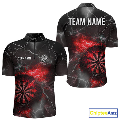Custom Lightning Flame Red Dart Shirt For Men, Darts Jersey Pocket Option TDM6020