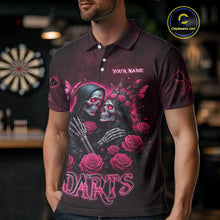 Load image into Gallery viewer, Personalized Skeleton And Roses Gothic Romance Dart Shirts For Men, Dart Jersey Outfit, Dart Gifts TDM3834