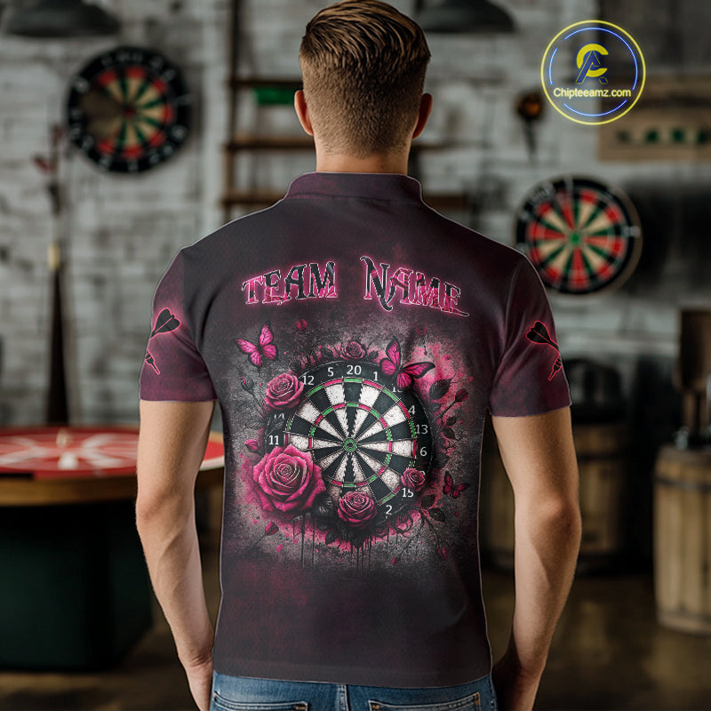 Personalized Skeleton And Roses Gothic Romance Dart Shirts For Men, Dart Jersey Outfit, Dart Gifts TDM3834