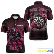 Load image into Gallery viewer, Personalized Skeleton And Roses Gothic Romance Dart Shirts For Men, Dart Jersey Outfit, Dart Gifts TDM3834