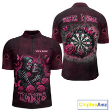 Load image into Gallery viewer, Personalized Skeleton And Roses Gothic Romance Dart Shirts For Men, Dart Jersey Outfit, Dart Gifts TDM3834