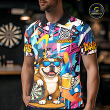 Load image into Gallery viewer, Funny Bulldog Colorful Graffiti Darts Shirt For Men Custom Darts Team Jersey Polo &amp; 1/4 Zip TDM6464