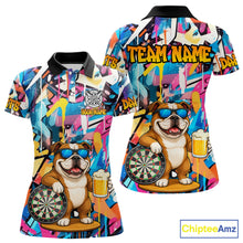 Load image into Gallery viewer, Funny Bulldog Colorful Graffiti Darts Shirt For Women Custom Darts Team Jersey Polo &amp; 1/4 Zip TDM6464