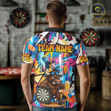 Load image into Gallery viewer, Funny Bull Colorful Graffiti Darts Shirt For Men Custom Darts Team Jersey Polo &amp; 1/4 Zip TDM6465