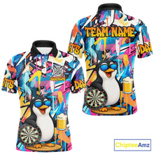 Load image into Gallery viewer, Funny Penguin Colorful Graffiti Darts Shirt For Men Custom Darts Team Jersey Polo &amp; 1/4 Zip TDM6466