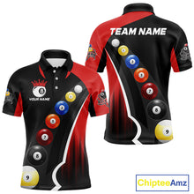Load image into Gallery viewer, Personalized Red Black Billiard Shirt For Men Custom Funny Pool Balls Team Jersey Polo &amp; 1/4 Zip TDM4496