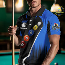 Load image into Gallery viewer, Personalized Black Blue Billiard Shirt For Men Custom Funny Pool Balls Team Jersey Polo &amp; 1/4 Zip TDM4497