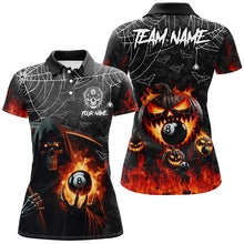 Load image into Gallery viewer, Grim Reaper With Pumpkin Fire Custom Billiard Shirts For Women, Halloween Flame Billiard Shirts TDM2427
