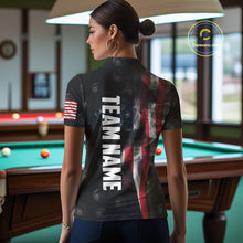 Load image into Gallery viewer, Personalized Vintage Smoke US Flag Billiard Shirts For Women, 8 Ball Pool Patriotic Billiard Jerseys TDM4731