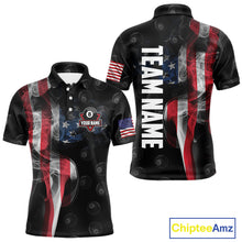 Load image into Gallery viewer, Personalized Vintage Smoke US Flag Billiard Shirts For Men, 8 Ball Pool Patriotic Billiard Jerseys TDM4731