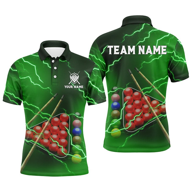 Custom Green Thunder Lightning Billiard Men Polo Shirts  Perfect Billiard Team Shirts For Player TDM0284