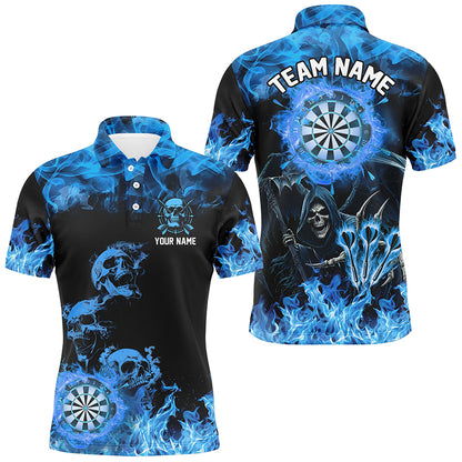Fire Flame Darts Board Custom Skull Dart Shirts For Men, Grim Reaper  Dart Jerseys | Blue TDM2903