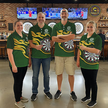 Load image into Gallery viewer, Personalized Green Dartboard Flame Gold Darts Shirt For Men, Darts Jersey Team Polo &amp; 1/4 Zip TDM5872