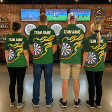 Load image into Gallery viewer, Personalized Green Dartboard Flame Gold Darts Shirt For Men, Darts Jersey Team Polo &amp; 1/4 Zip TDM5872