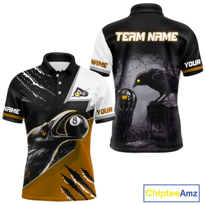 Personalized Orange 8 Ball Pool Crows Billiard Shirts For Men, Halloween Pool Team Jersey Outfit TDM4509