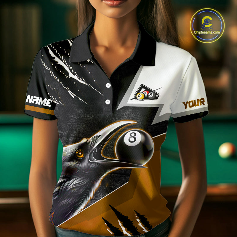 Personalized Orange 8 Ball Pool Crows Billiard Shirts For Women, Halloween Pool Team Jersey Outfit TDM4509